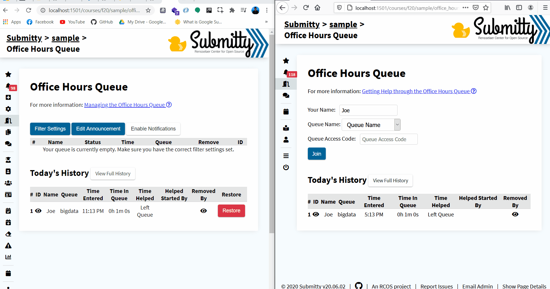 Office hours queue demo